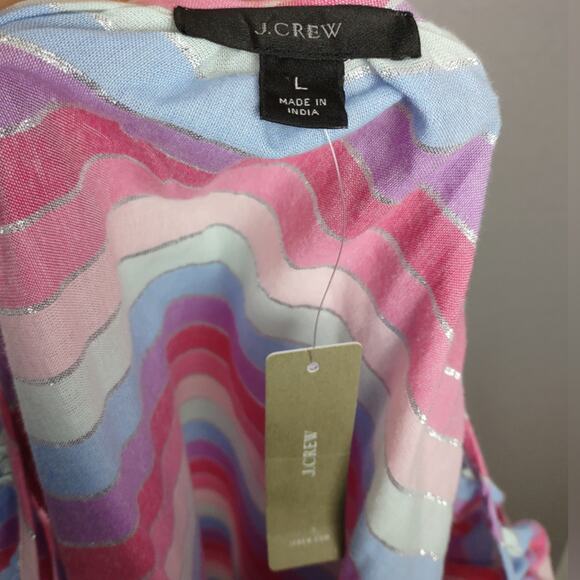 J Crew Peasant top in metallic pastel stripe Size Large - Picture 6 of 13
